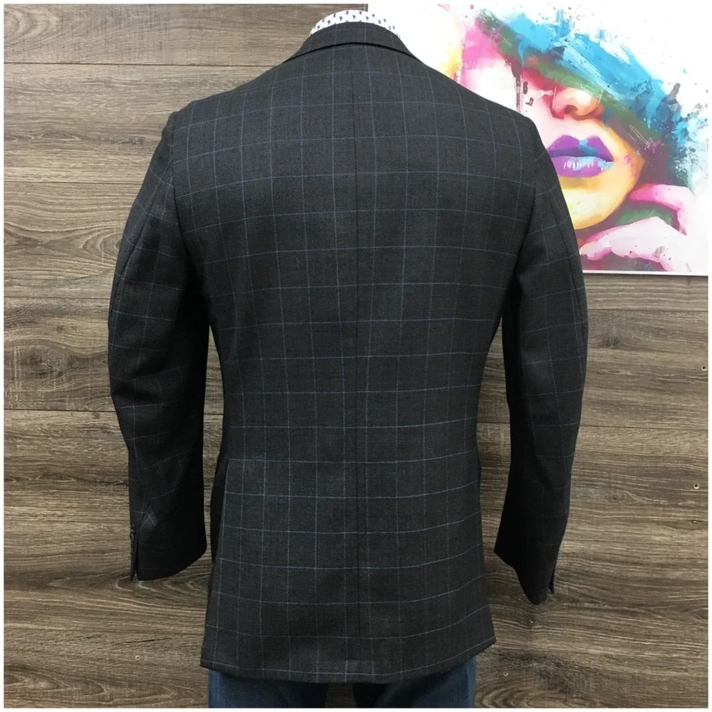 TOM JAMES Men Bespoke Blazer Sport Coat Casual Jacket Size 42L Classic Wool Suit